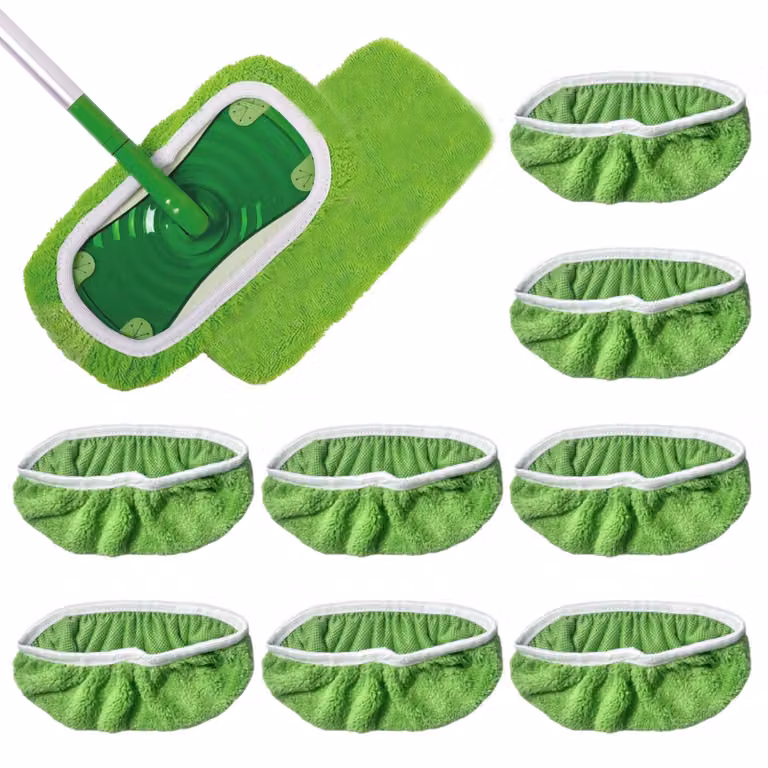 Confezione da 8 panni in microfibra riutilizzabili per mop Swiffer, colore verde