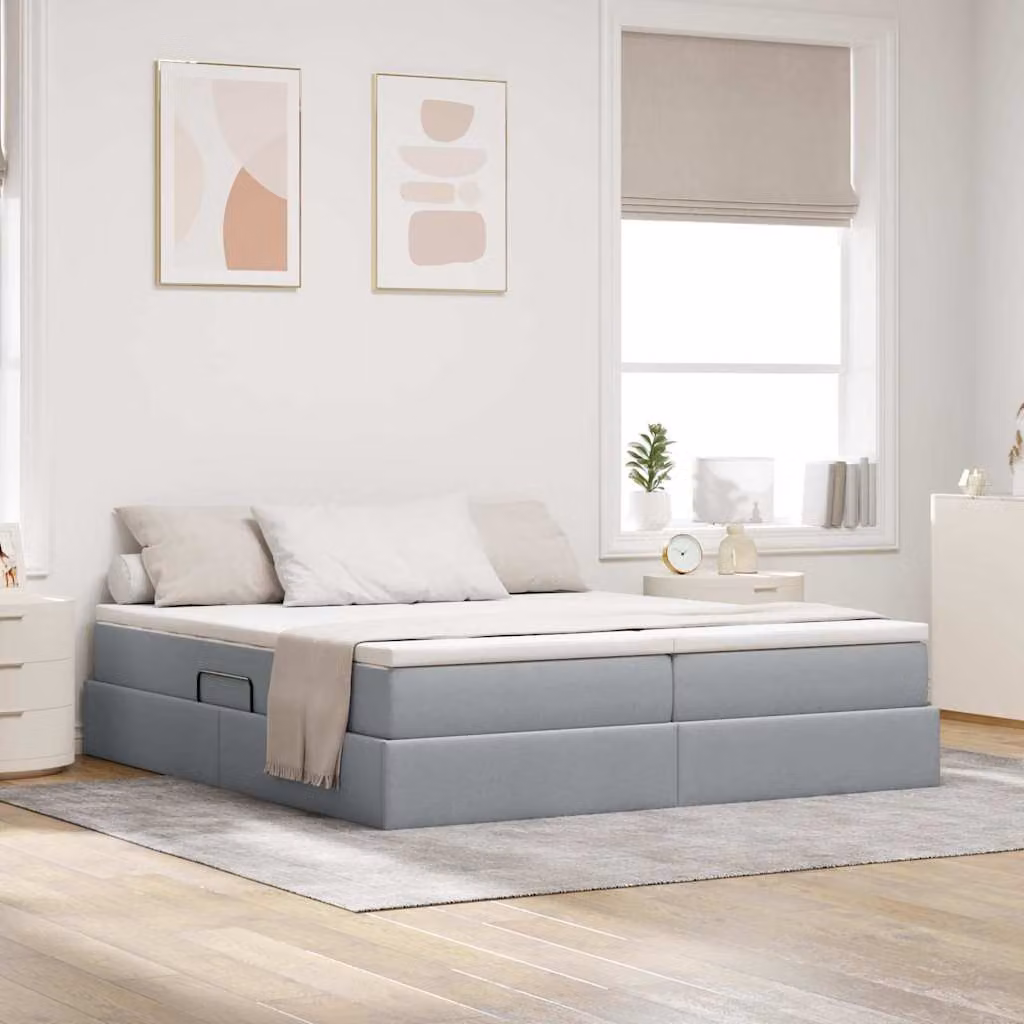 Letto con contenitore e materasso vidaXL Grigio chiaro L: 180 cm, P: 200 cm, H: 280 cm – 1