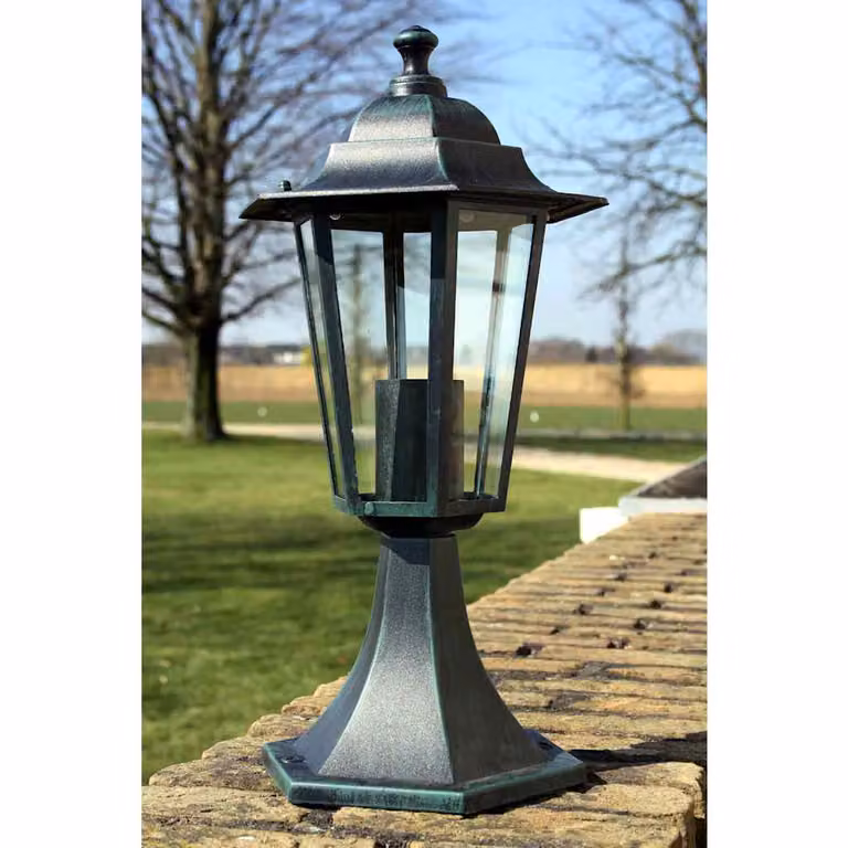 vidaXL Lampioni da Giardino 2 pz Verde Scuro/Nero in Alluminio