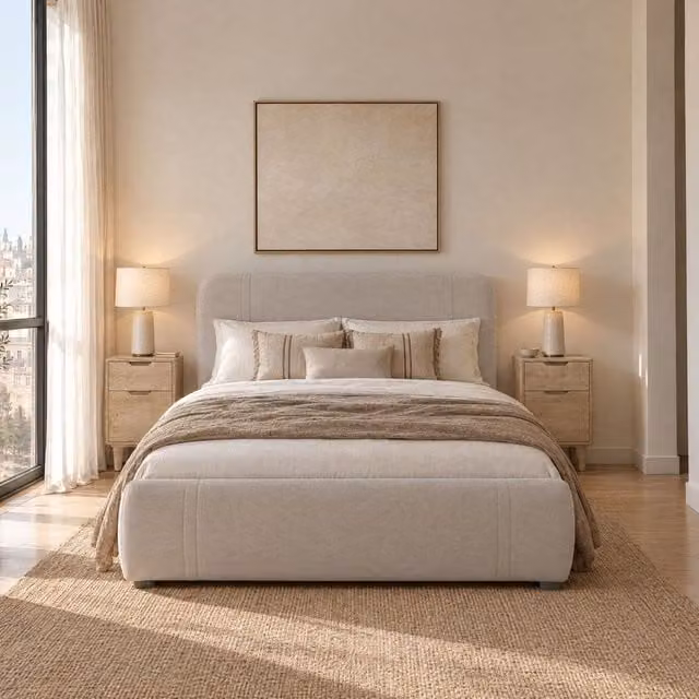 Dassia cama con canapé abatible para colchón 150x190 cm color beige