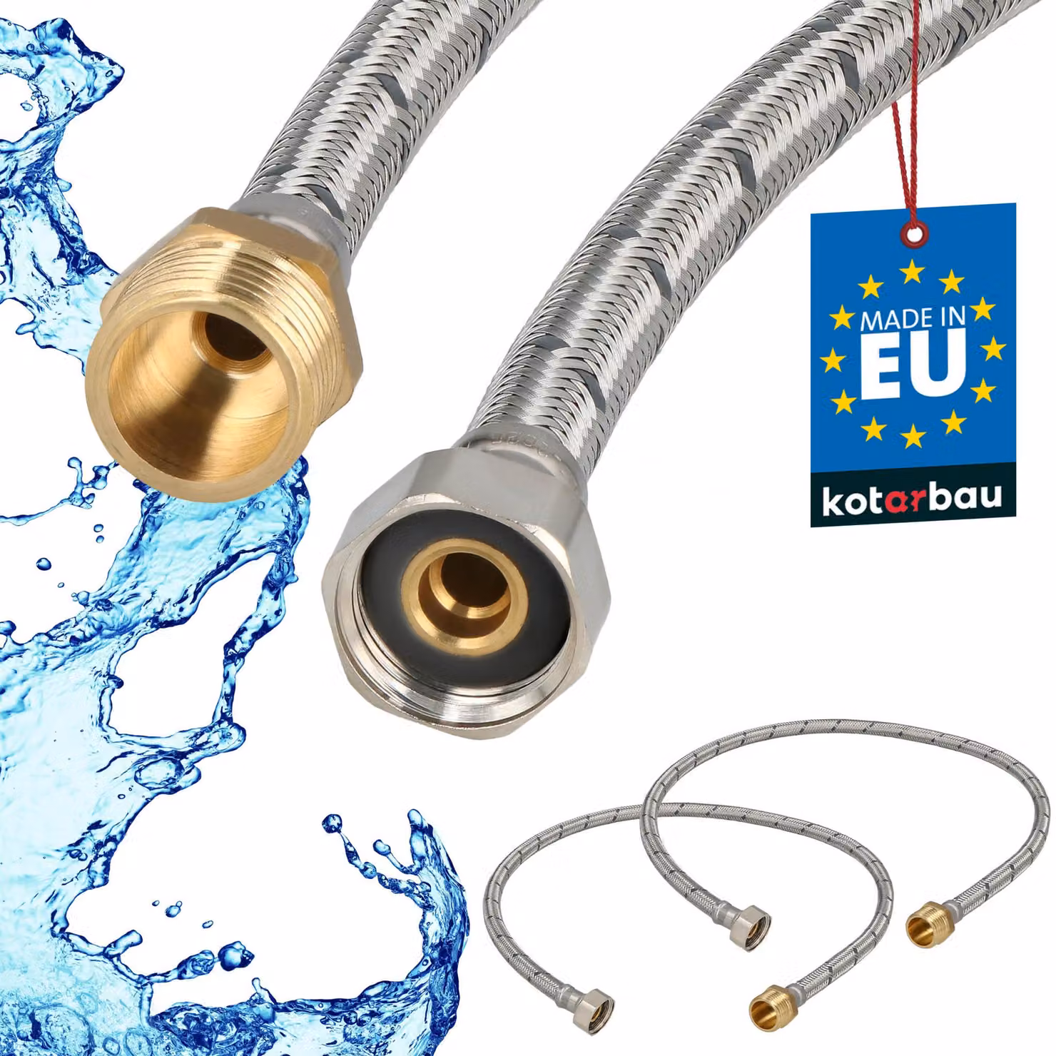 KOTARBAU® 2 Pezzi Tubo Flessibile per Rubinetto 1/2" x 1/2" Rinforzato 80cm Tubo Flessibile Rubinetto Cucina Maschio x Femmina Acciaio Inox