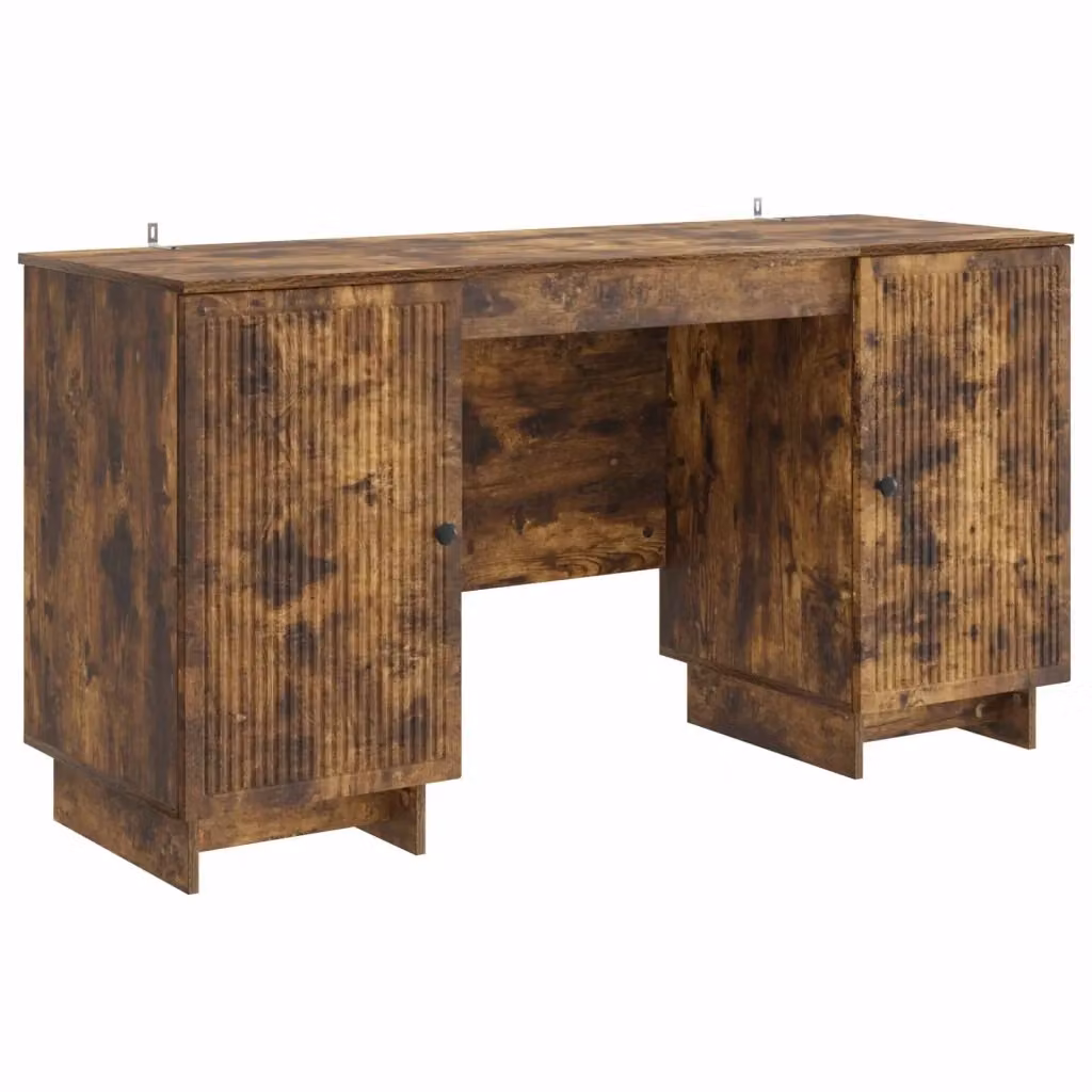 Scrivania moderna vidaXL in legno color rovere marrone L: 142,5 cm, P: 50 cm, H: 75 cm – 2