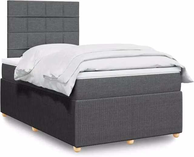 Giroletto a Molle con Materasso Grigio Scuro 120x190cm Tessuto 3291996