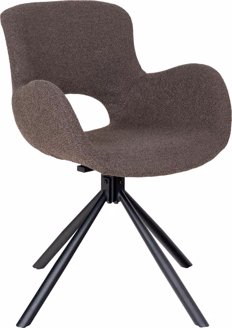 Sedia da pranzo Amorim in bouclé con base girevole a fungo.