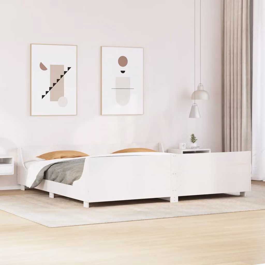 vidaXL Giroletto in legno massello di pino bianco con doghe piatte 200x200 cm