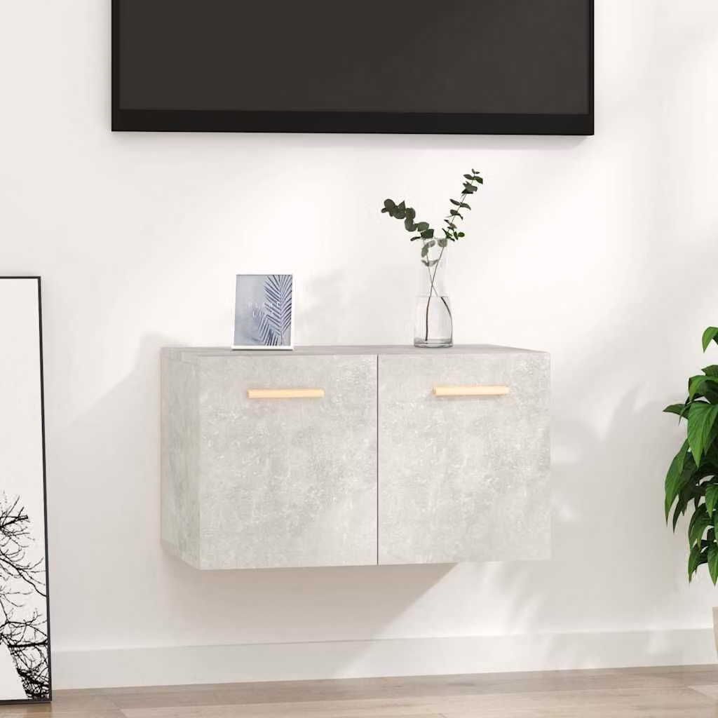 Mobile a parete moderno vidaXL in legno multistrato e MDF, Grigio Cemento, L 60 x P 36,5 x H 35 cm