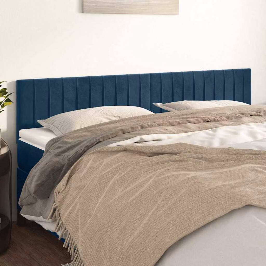 Testiera per letto vidaXL in velluto blu scuro L: 200 cm, P: 5 cm, H: 78-88 cm