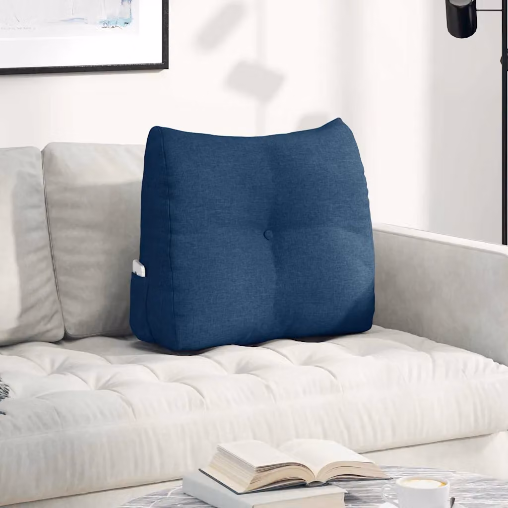 Cuscino per schiena a cuneo vidaXL blu in poliestere con rivestimento rimovibile L 60 cm x P 24 cm x H 50 cm