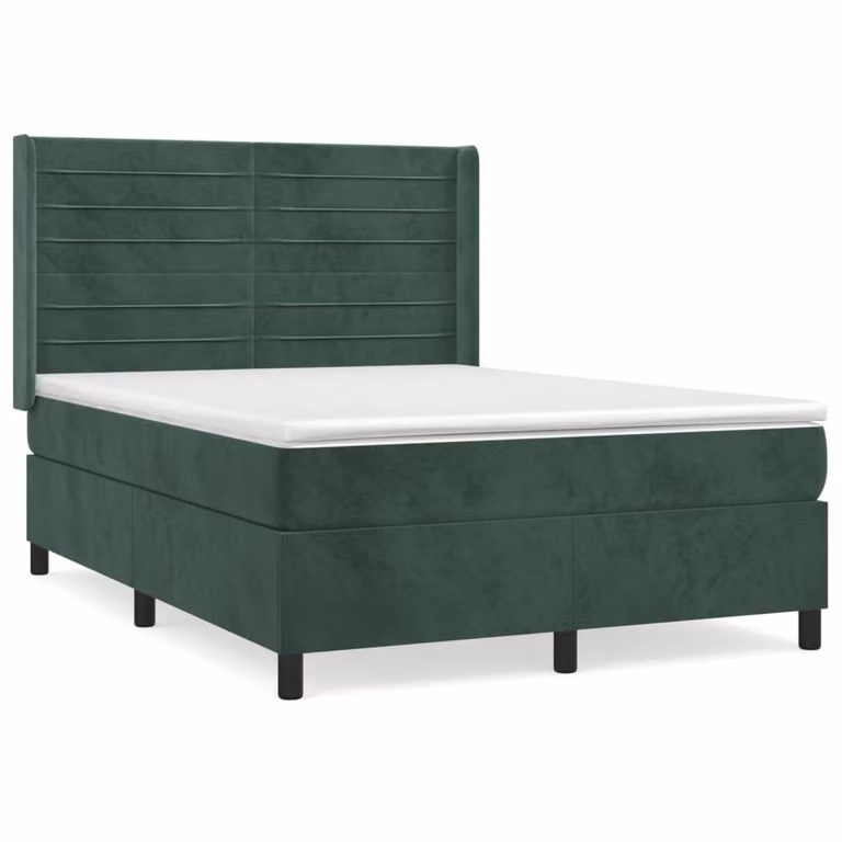 Giroletto a Molle con Materasso Verde Scuro 140x200 cm Velluto