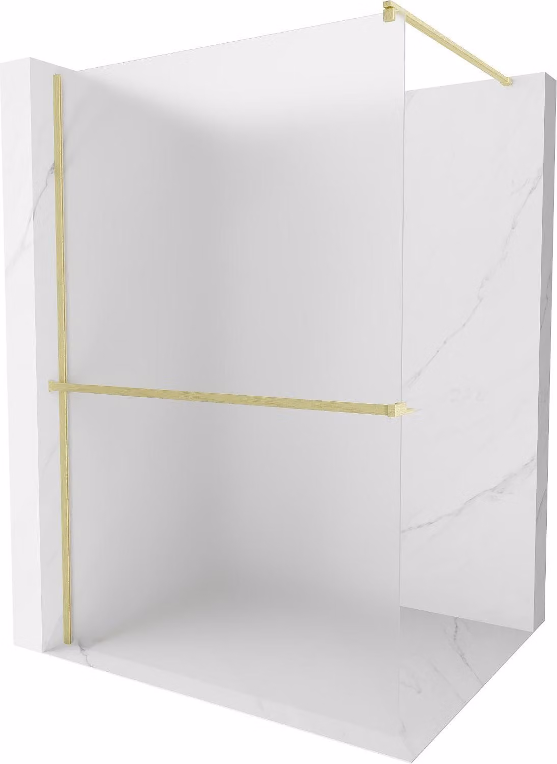 Mexen Kioto+ schermo doccia con mensola Walk-in 70 x 200 cm, brina, oro spazzolato - 800-070-121-55-30