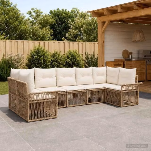 Set Divano da Giardino 7 pz 7-Numero di posti Beige polyrattan 3434931