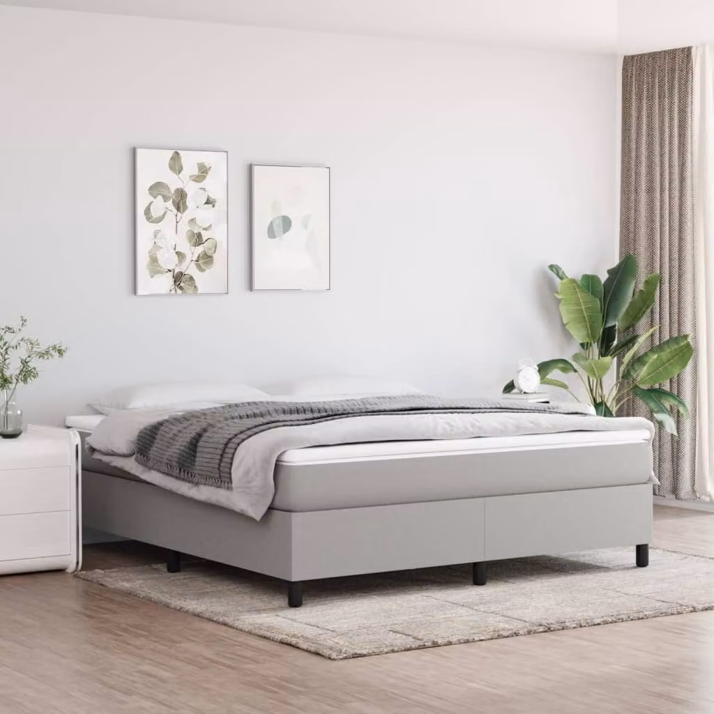 The Living Store Struttura letto grigio chiaro 180×200 cm in tessuto