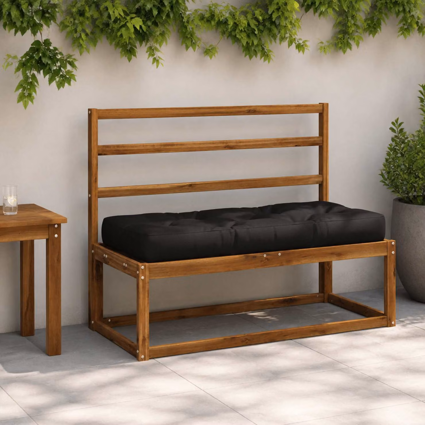 vidaXL Cuscino per Pallet VIANEN Nero in Poliestere L: 120 cm, P: 40 cm, H: 12 cm