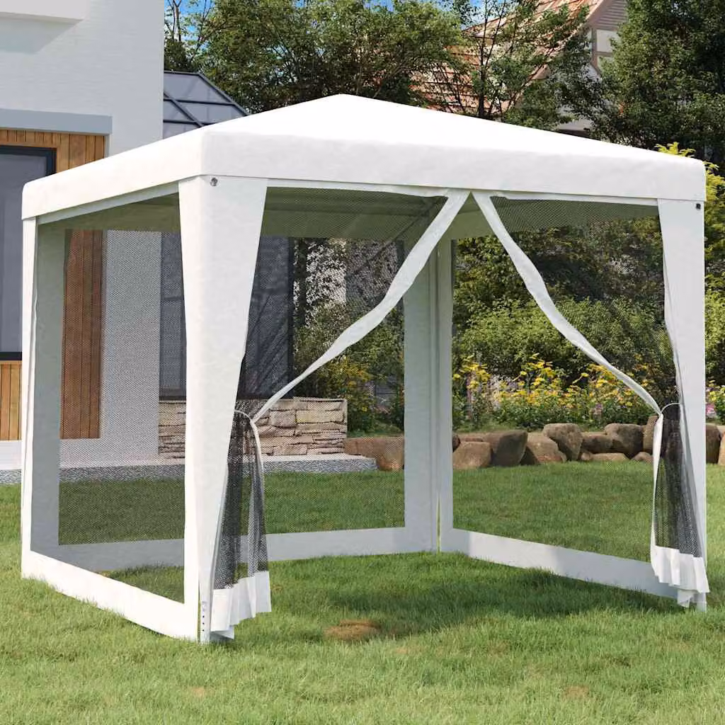 vidaXL Tendone per Feste con 4 Pareti in Rete Bianco L: 250 cm, P: 250 cm, H: 240 cm