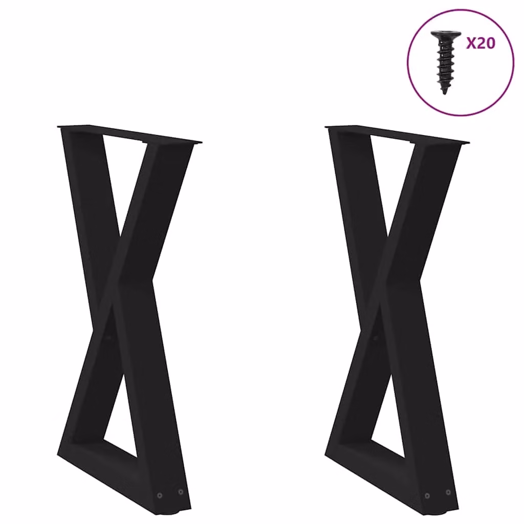 Set di 2 gambe regolabili per tavolo da pranzo in acciaio nero opaco L: 60 cm, H: 72-73,3 cm – 2