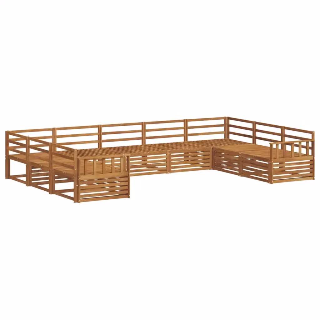 Set di divani da esterno a L vidaXL in legno di acacia massello marrone con 9 pezzi e cuscini inclusi – 2