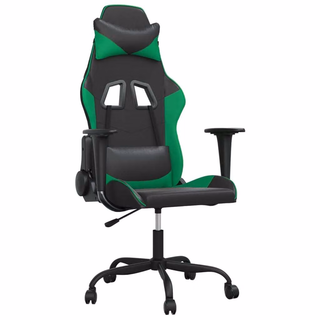Sedia da Gaming Nera e Verde in Pelle finta