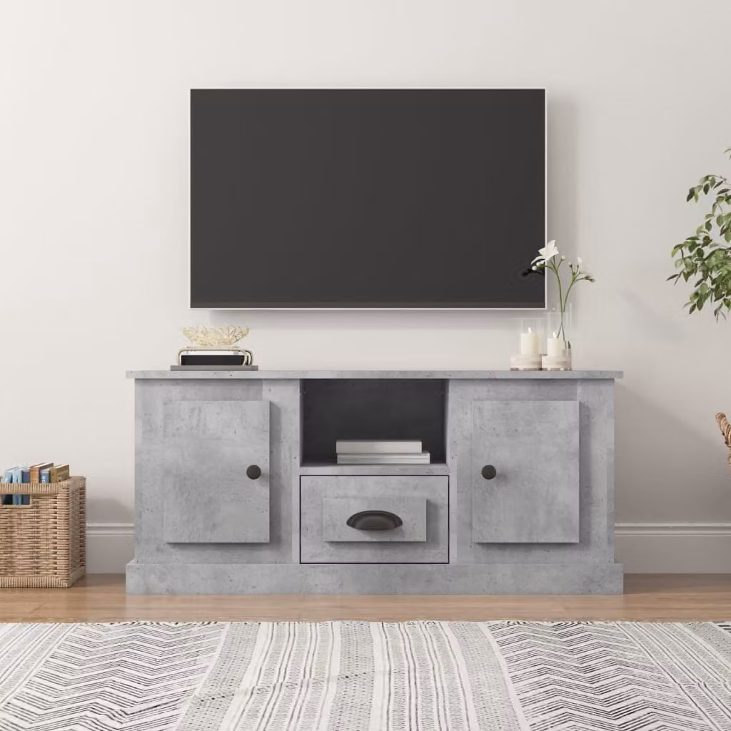 vidaXL Mobile Porta TV Moderno in Legno Multistrato e MDF, Grigio Cemento, L 100 cm x P 35,5 cm x H 45 cm