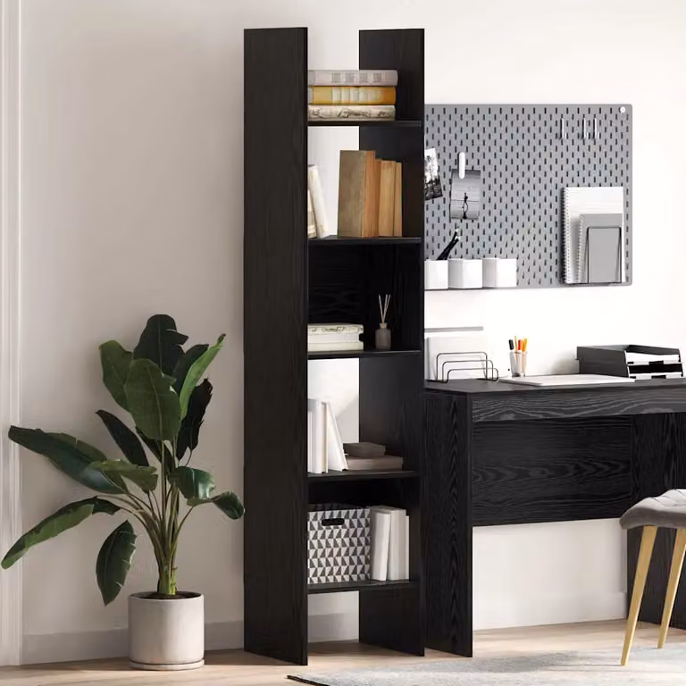 vidaXL Armadio per Libri Moderno a 5 Livelli in MDF, Colore Nero e Marrone, L 40 cm x P 35 cm x H 180 cm