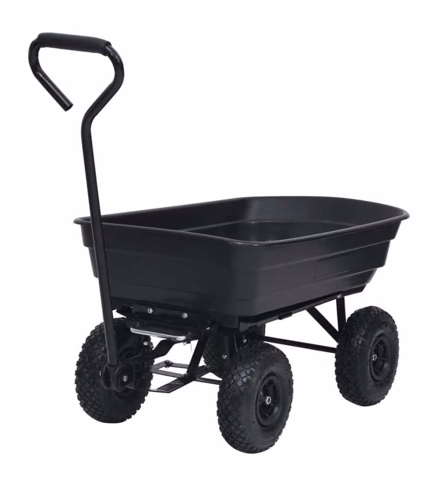 Carrello Manuale Ribaltabile da Giardino 300 kg 75 L Nero