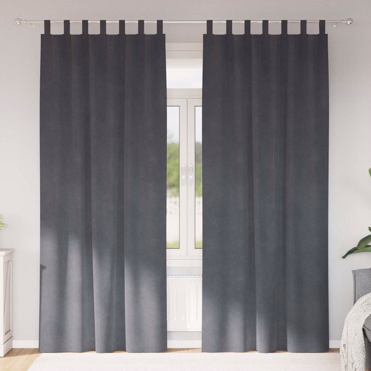 Set di 2 tende oscuranti vidaXL in velluto grigio, L: 140 cm, H: 260 cm