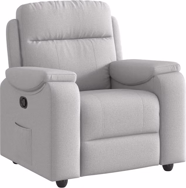 Poltrona Relax Reclinabile in Tessuto Grigio con Braccioli e Struttura in Metallo e Legno – 1