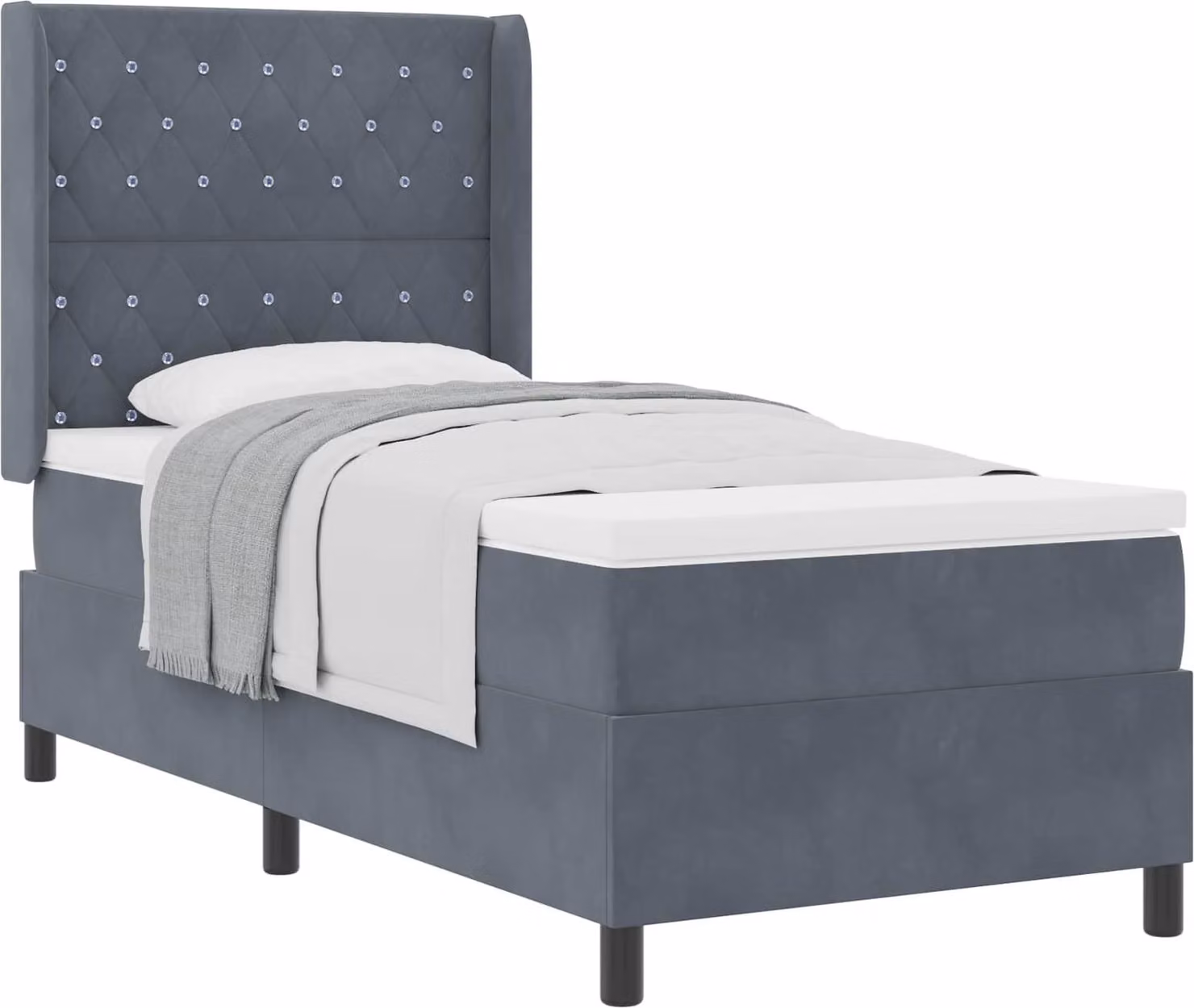 Maison Exclusive - Letto boxspring con materasso grigio scuro 90 x 190 cm velluto