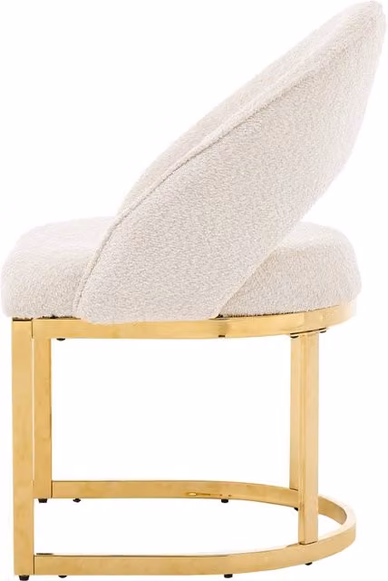 Sedie da pranzo 4 pezzi in bouclé con struttura curva e gambe in metallo galvanizzato beige e oro 59 × 56 × 80 cm