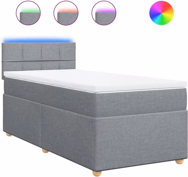 Letto singolo | Letto per adulti | Giroletto a Molle con Materasso Grigio Chiaro 80x200 cm Tessuto