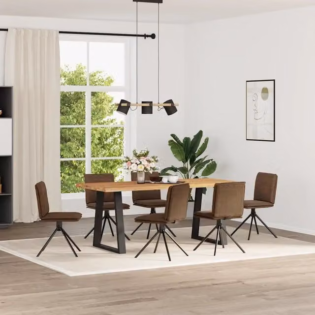 Sedie da Pranzo 6 pz Marroni in Similpelle Scamosciata 3315648