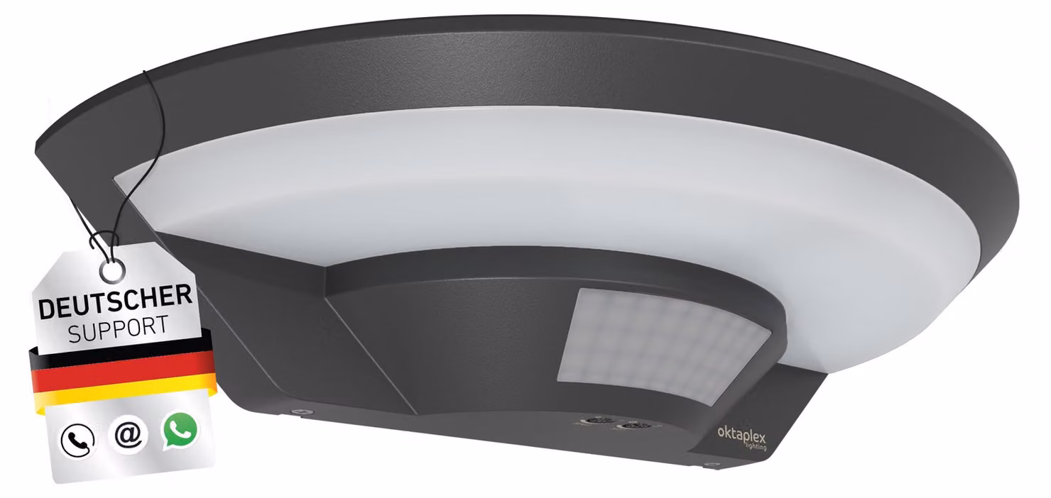 Lampada da esterno con sensore di movimento, 10W, 800 lumen, 3000K, grado di protezione IP54, colore antracite