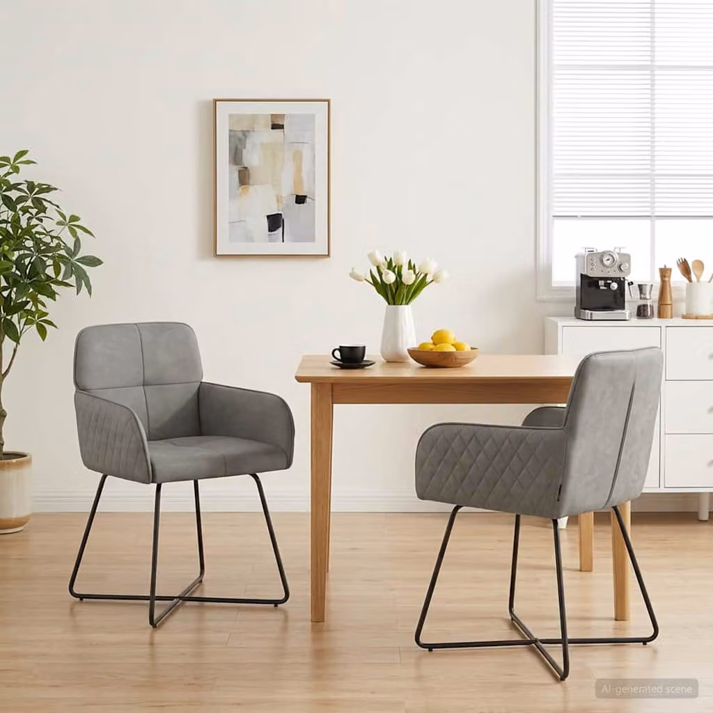 Set di 2 sedie da pranzo vidaXL in velluto grigio con design moderno L: 59 cm, P: 56,5 cm, H: 86 cm