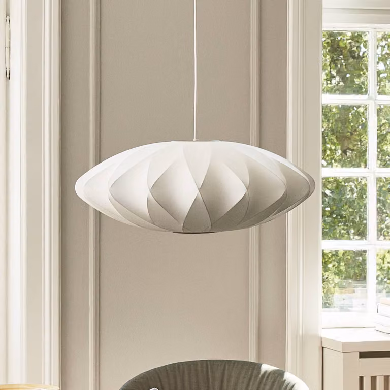 HAY Lampada a sospensione Nelson Saucer Bubble Crisscros, dimmerabile, Bianco / Opale, Soggiorno / Sala da pranzo, Plastica, Design, Lampada a sospensione
