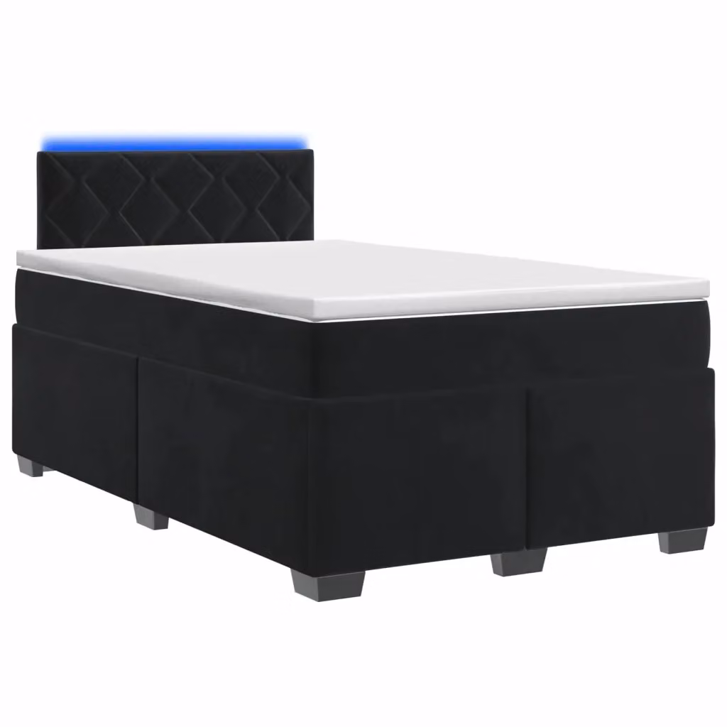 Letto con Box Spring, Materasso e LED vidaXL in Velluto Nero L/P: 120 x 200 cm – 2