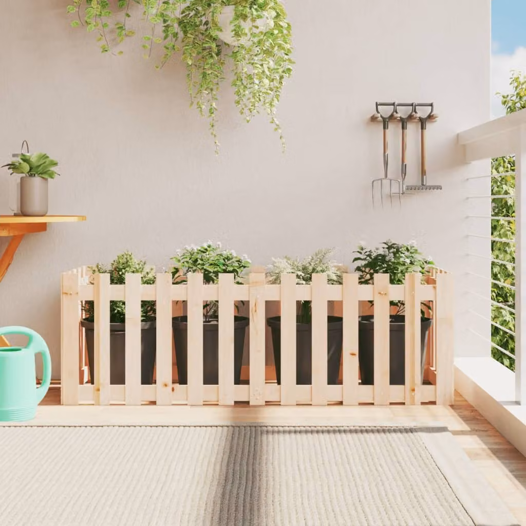 Fioriera da giardino a recinzione vidaXL in legno di pino massello, colore marrone, L 150 x P 50 x H 50 cm