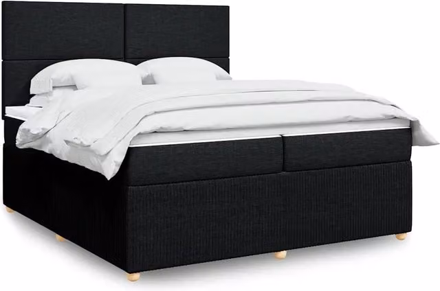 Giroletto a Molle con Materasso Nero 200x200 cm in Tessuto 3292158