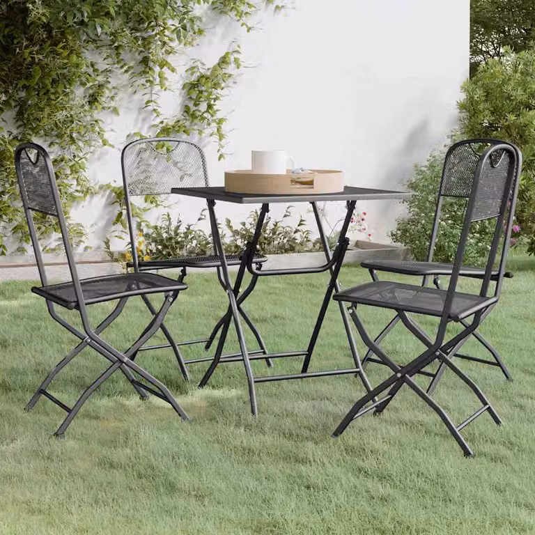 vidaXL Set da Pranzo per Giardino in Metallo Antracite con Tavolo Quadrato e 5 Sedute