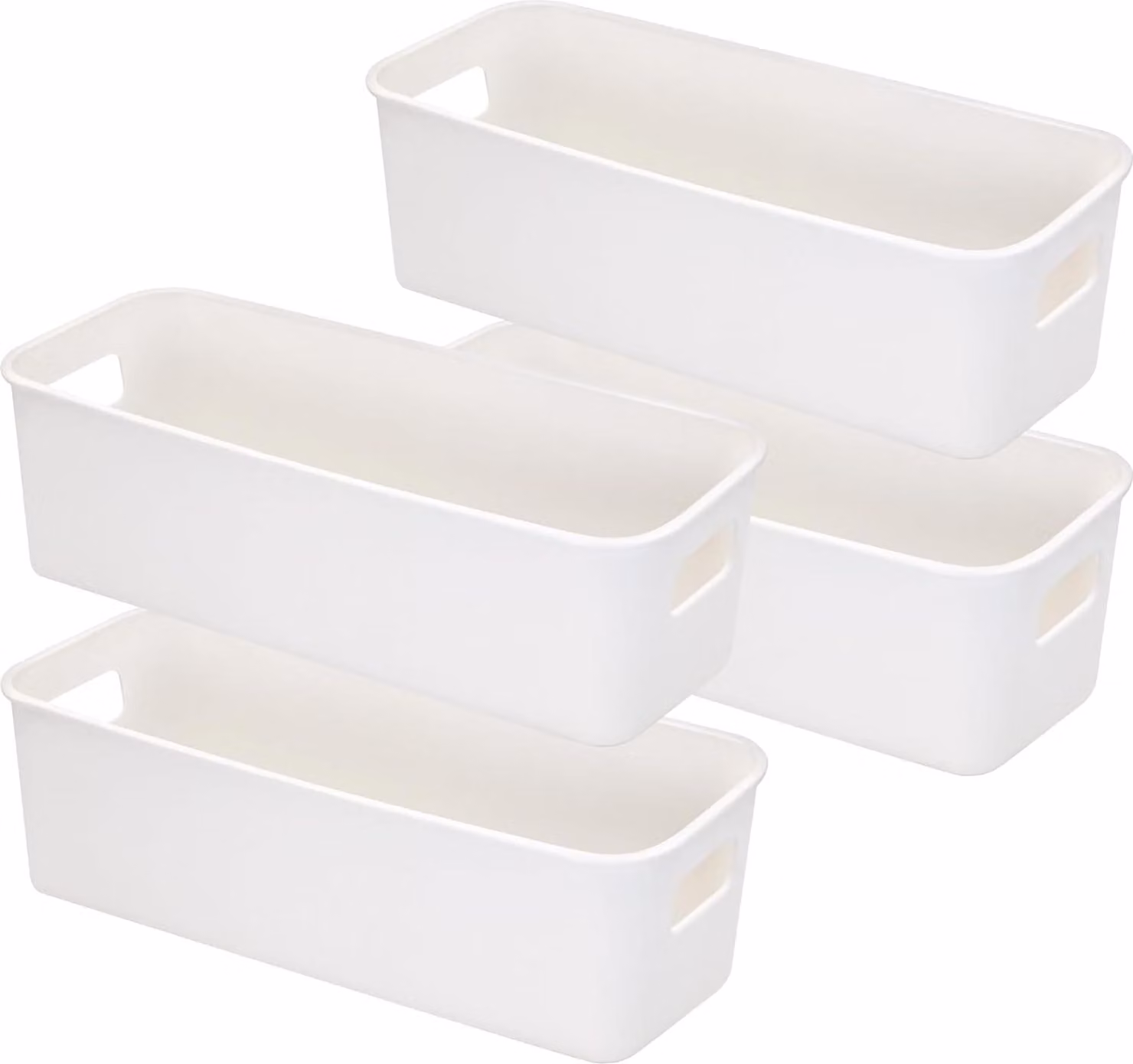 Pratico set di 4 scatole portaoggetti bianche per la cucina e il bagno