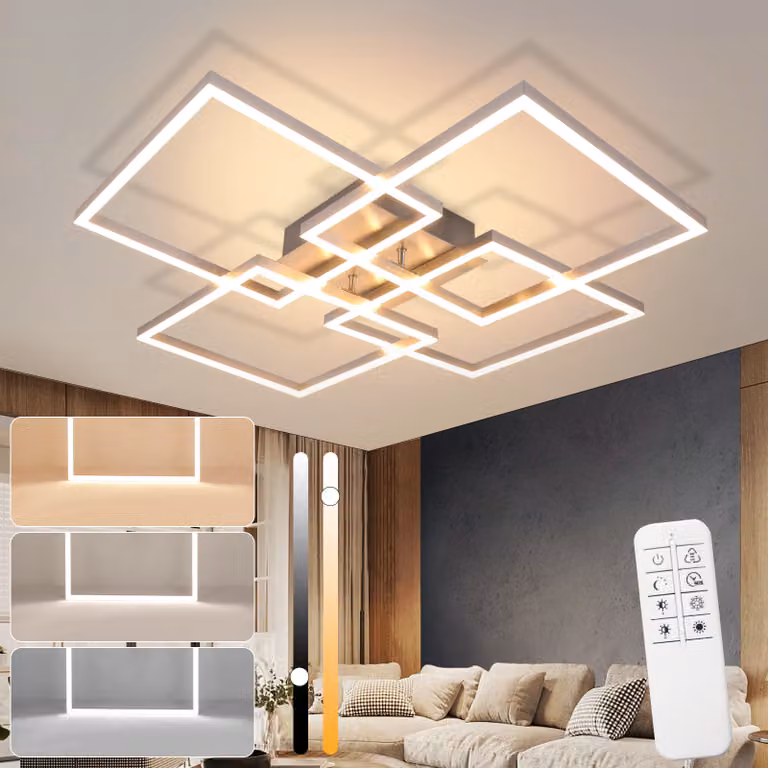 ZMH lampada da soffitto LED soffitto soggiorno 64CM lampada soggiorno moderno dimmerabile con telecomando 36W argento camera da letto illuminazione soffitto design rettangolare lampada da cucina per sala da pranzo cucina