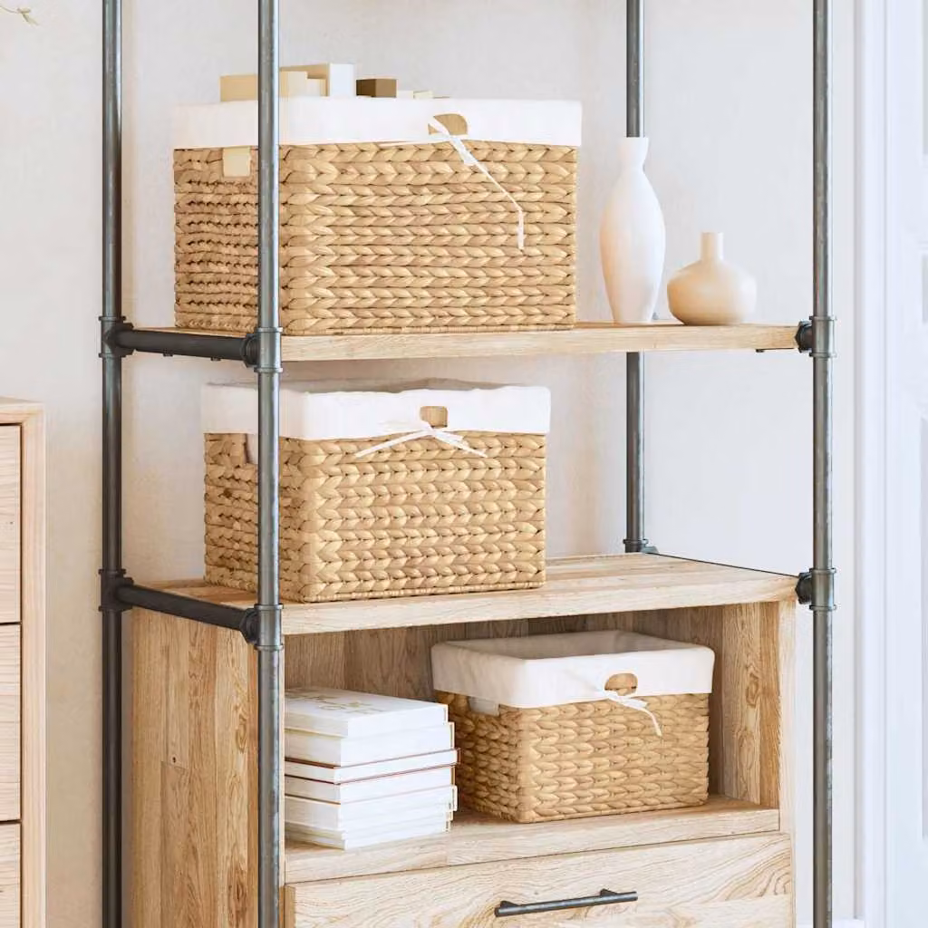 Set di 3 cesti per stoccaggio vidaXL in seagrass marrone e beige con maniglie L: 35 cm, P: 30 cm, H: 25 cm