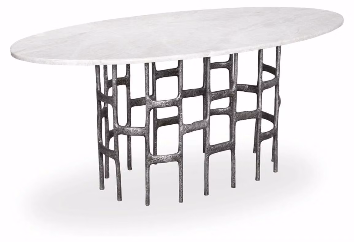 Casa Padrino tavolo da pranzo in alluminio con piano in marmo bianco / argento antico 200 cm - Mobili per la sala da pranzo