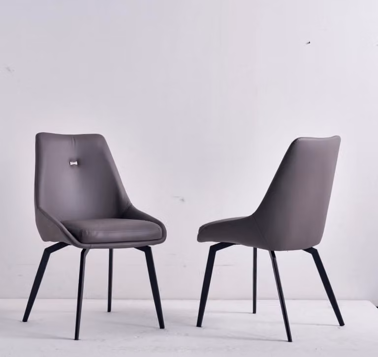 Moderner Grauer Stuhl Esszimmer Holz Metallstühle Designer Lehnstühle