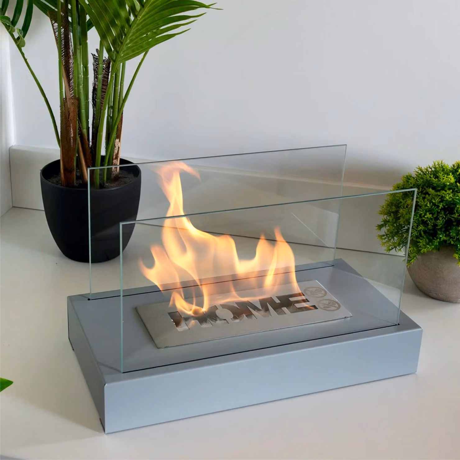 BIOKAMIN caminetto a bioetanolo a libera installazione 36 x 22 x 18 cm HOME | compatto e moderno per la decorazione di un soggiorno elegante | casa, giardino (grigio)