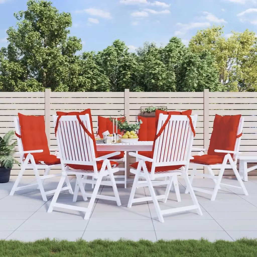 Set di 6 cuscini per sedia con schienale alto DESIGN IN, colore rosso, in tessuto Oxford impermeabile e traspirante – 2