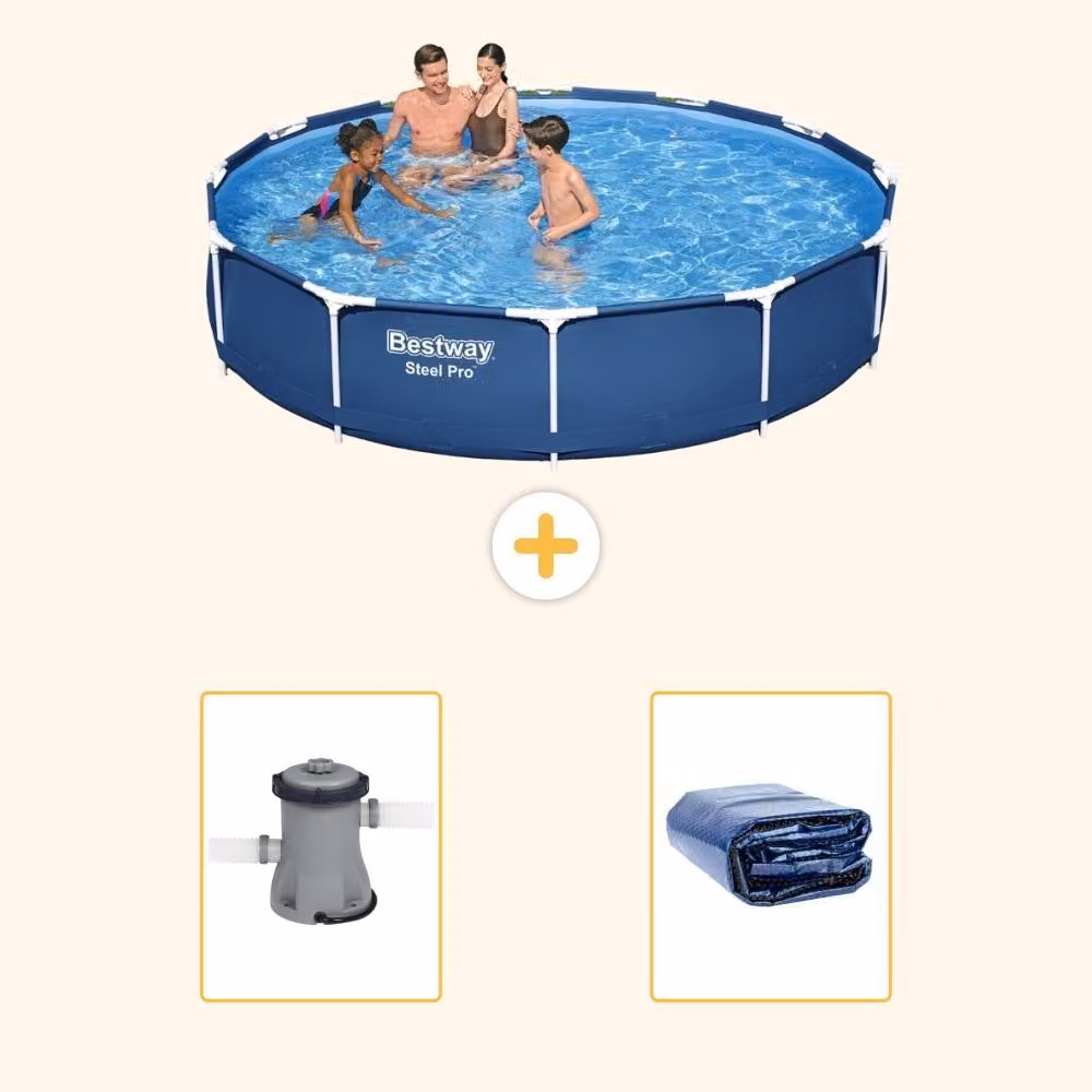 Bestway Steel Pro, piscina in acciaio, forma rotonda - 366x76 cm - composta da 3 parti, modello S22308