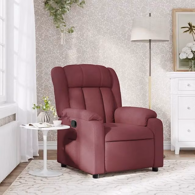 Poltrona reclinabile relax vidaXL in tessuto rosso con braccioli e leva manuale – 1