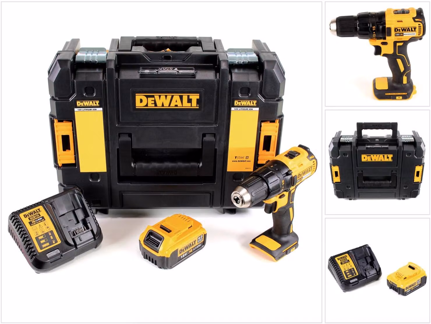 Trapano avvitatore a batteria DeWalt DCD 777 M1 18 V 65 Nm + 1 batteria da 4,0 Ah + caricabatterie nella valigetta porta attrezzi TSTAK II