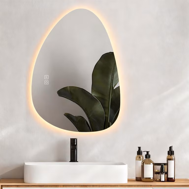 Specchio da bagno a LED, 80x55 cm, con funzione di dimmerazione, 3 temperature di colore, sensore touch