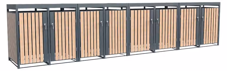Westmann Metall Box per bidoni della spazzatura Planta 8x240 L Box per bidoni della spazzatura con tetto verde 84x528x124 cm
