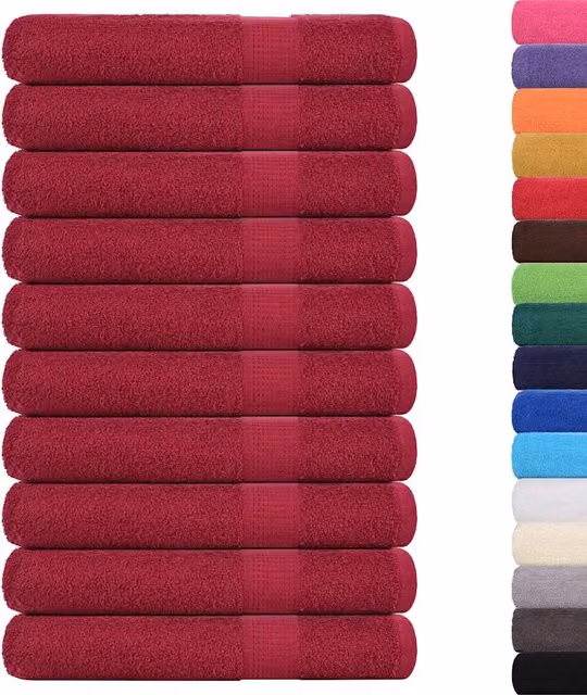 Set di 10 asciugamani per sauna e bagno FROGN in cotone spugna, colore rosso, L 80 cm x P 200 cm, 360 g/m2